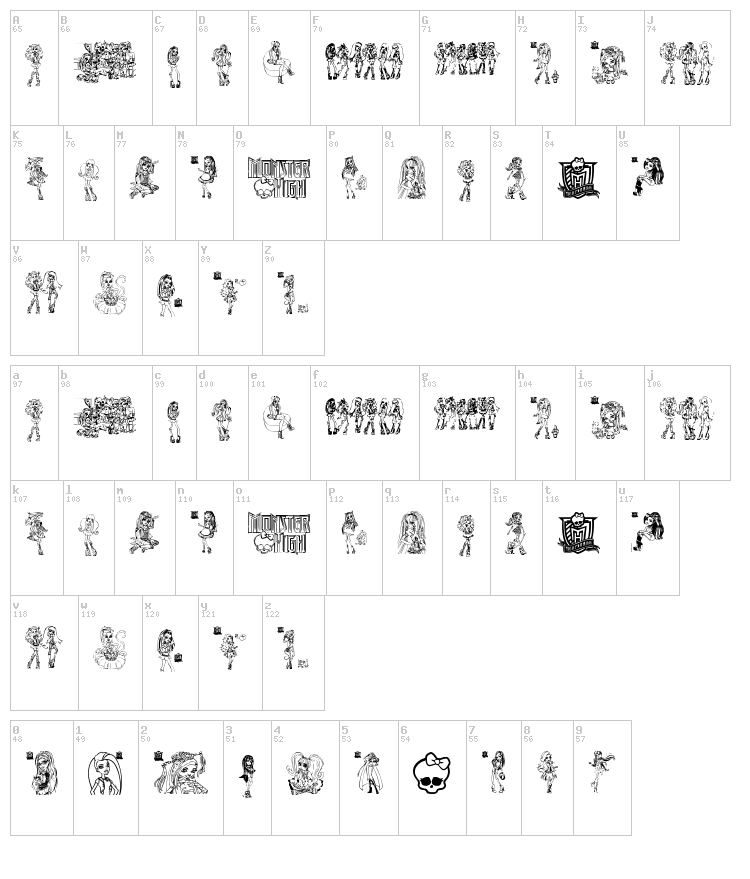 Monster High font map